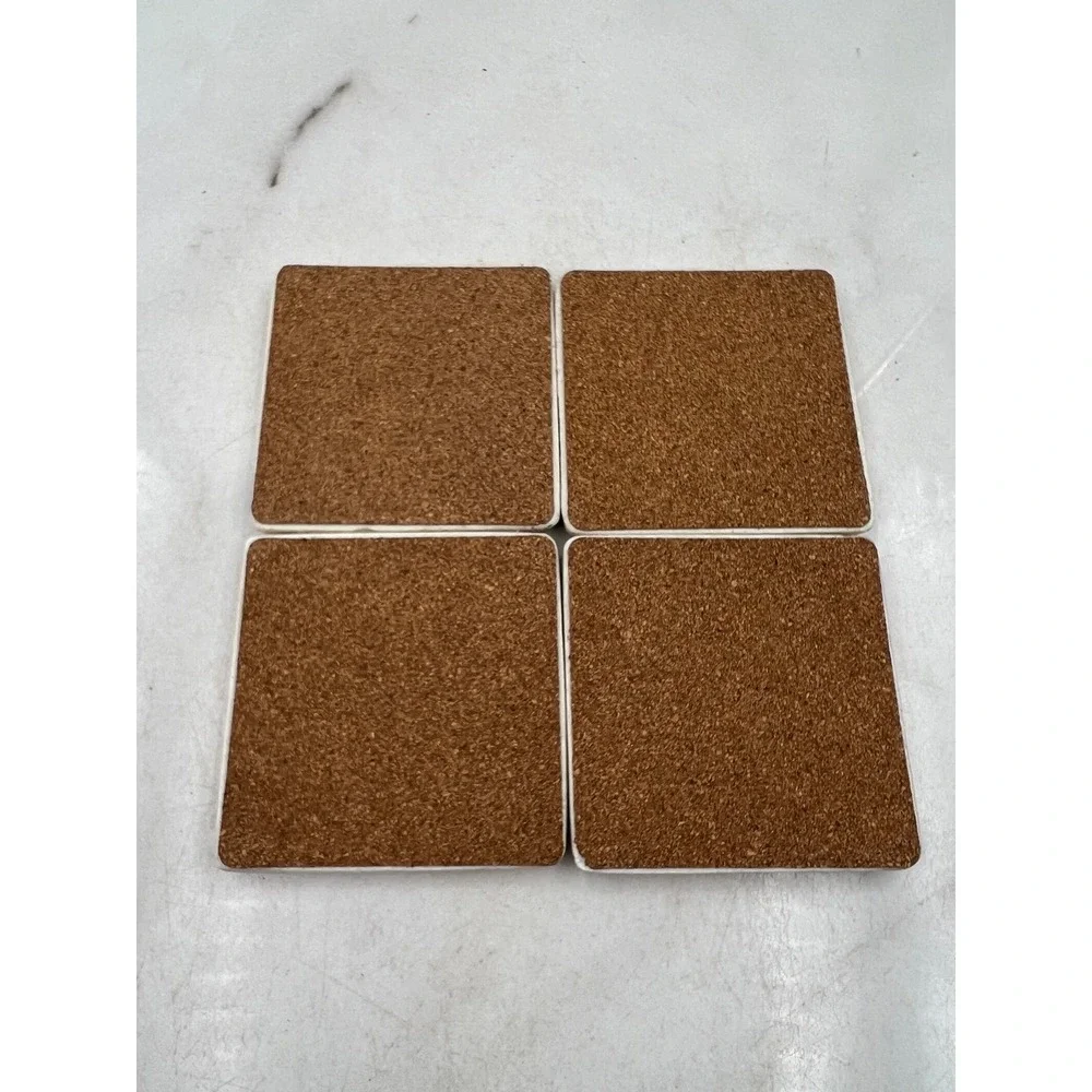 Ceramic Coasters Farmhouse Cow Bull Silhouette Country Kitchen Decor Set 4